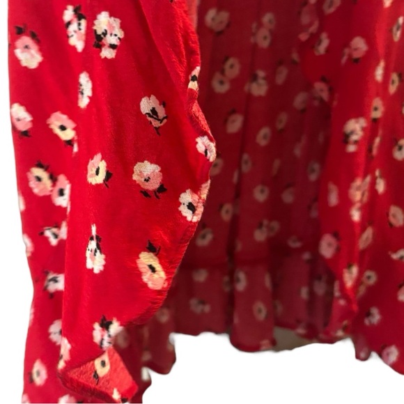 Ghanda Red Floral Wrap Dress - S - Picture 9 of 12